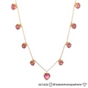 Colar 11 Rubelitas Coraçao 6,71CT 38CM 7,90G Ouro Amarelo 18K - Coleçao Sara e Antonio