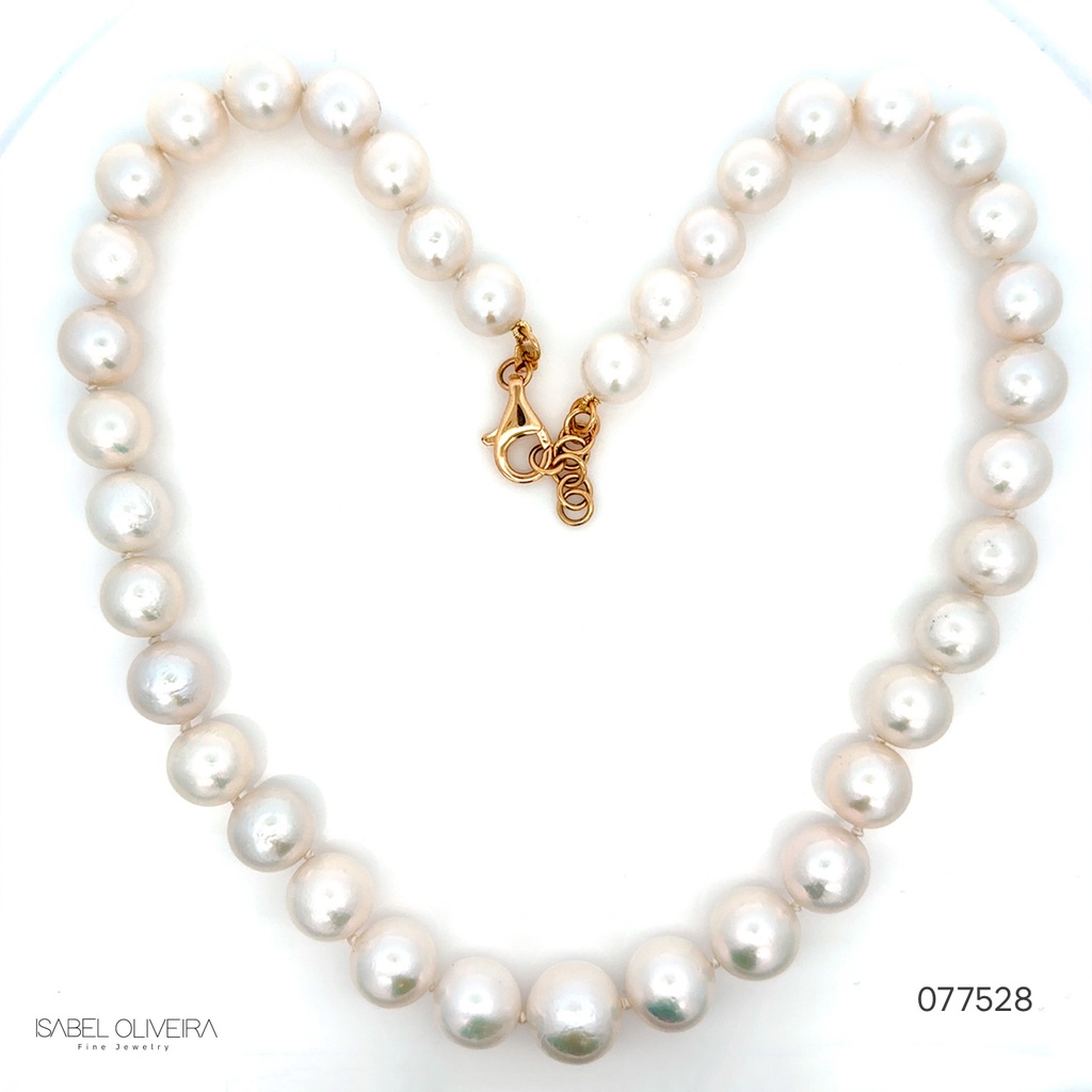 [077528] Colar 37 Pérolas South Sea Redonda 12-14 mm Fecho Mosquetão 80,33g 50cm Ouro Amarelo 18k - Coleção Over The Moon