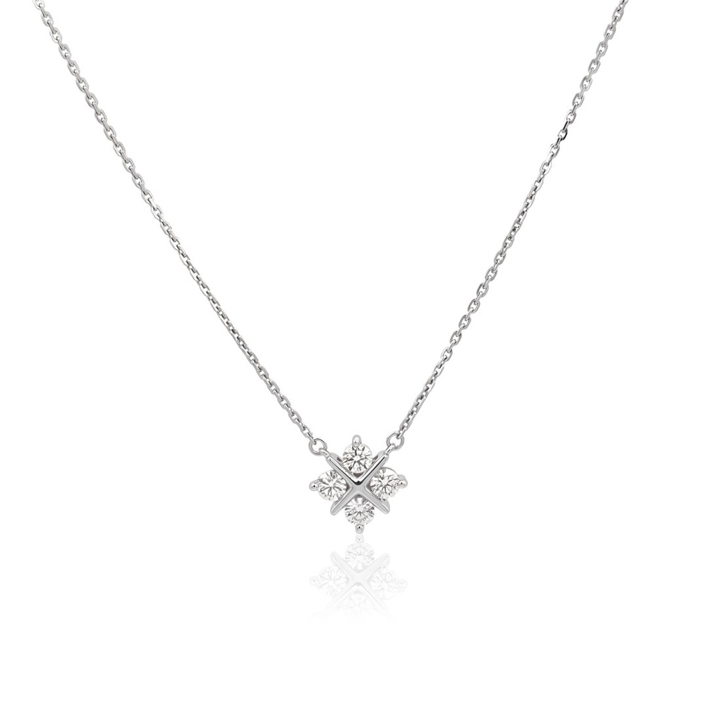 [073648] Colar Laisa 0,29 ct · Ouro Branco 18k
