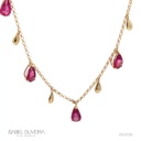 Colar 8 Rubelitas Gotas 5,05ct em Ouro Amarelo 18k