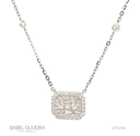 Colar 9 Diamantes 0,34ct 50 Brilhantes 0,81ct Corrente Pastilha 43cm 5,27g Ouro Branco 18k - Coleção Onassis