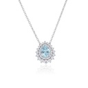 Colar 1 Turmalina Paraíba Gota 1,49ct com Diamantes em Ouro Branco 18k