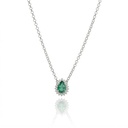 Colar 1 Esmeralda Brasileira Gota 0,38ct com Diamantes em Ouro Amarelo 18k