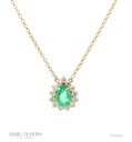 Colar Esmeralda Colombiana Gota 1,17ct com Diamantes em Ouro Amarelo 18k