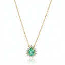 Colar Esmeralda Colombiana Gota 1,17ct com Diamantes em Ouro Amarelo 18k