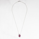 Colar Clássico I Rubi Tratado Gota 7,09ct 21 Brilhantes 0,70ct H SI1 6,0g 45cm Ouro Branco 18k - Coleção Red To Wear