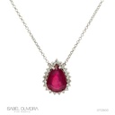 Colar Clássico I Rubi Tratado Gota 7,09ct 21 Brilhantes 0,70ct H SI1 6,0g 45cm Ouro Branco 18k - Coleção Red To Wear