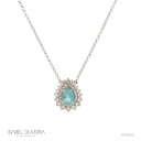 Colar Classico Turmalina Paraiba Gota 1,35CT 38 Brilhantes 0,79CT I SI1 5,09G Ouro Branco 18K - Coleçao Caribbean Blue
