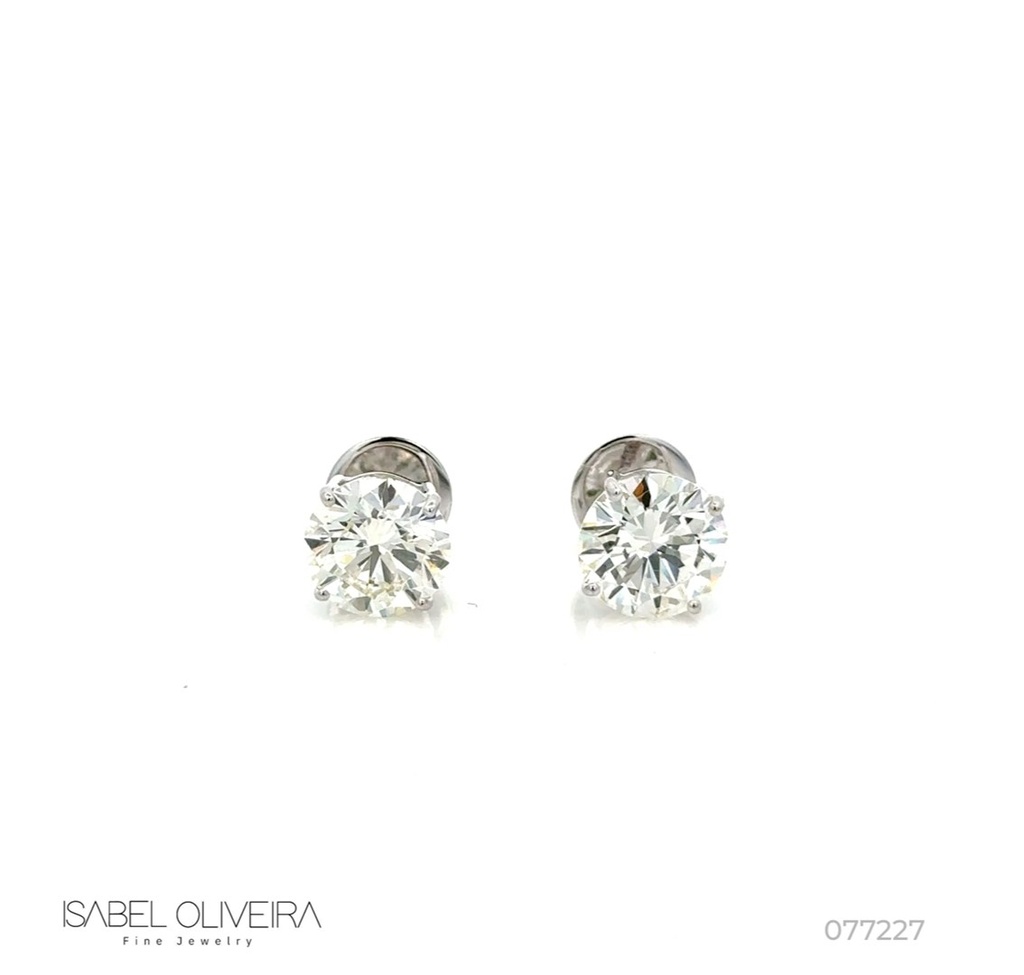 250-BRINCO Solitario Brilhante 5,07CT H VVS1 3,18G Ouro Branco 18K - Certificado Egl 1701891431/1701891330 - Coleçao Only You