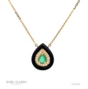 Colar com Agata 1,39CT 1 Esmeralda 0,32CT 17 Brilhantes 0,08CT 43CM 3,05G Ouro Amarelo 18K - Coleçao