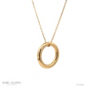 Colar com Pingente Argola Lisa Oca 23,60mm Diâmetro Fio 4mm Corrente Cartier P 45cm 4,75g Ouro Amarelo 18k - Coleção Minimalista