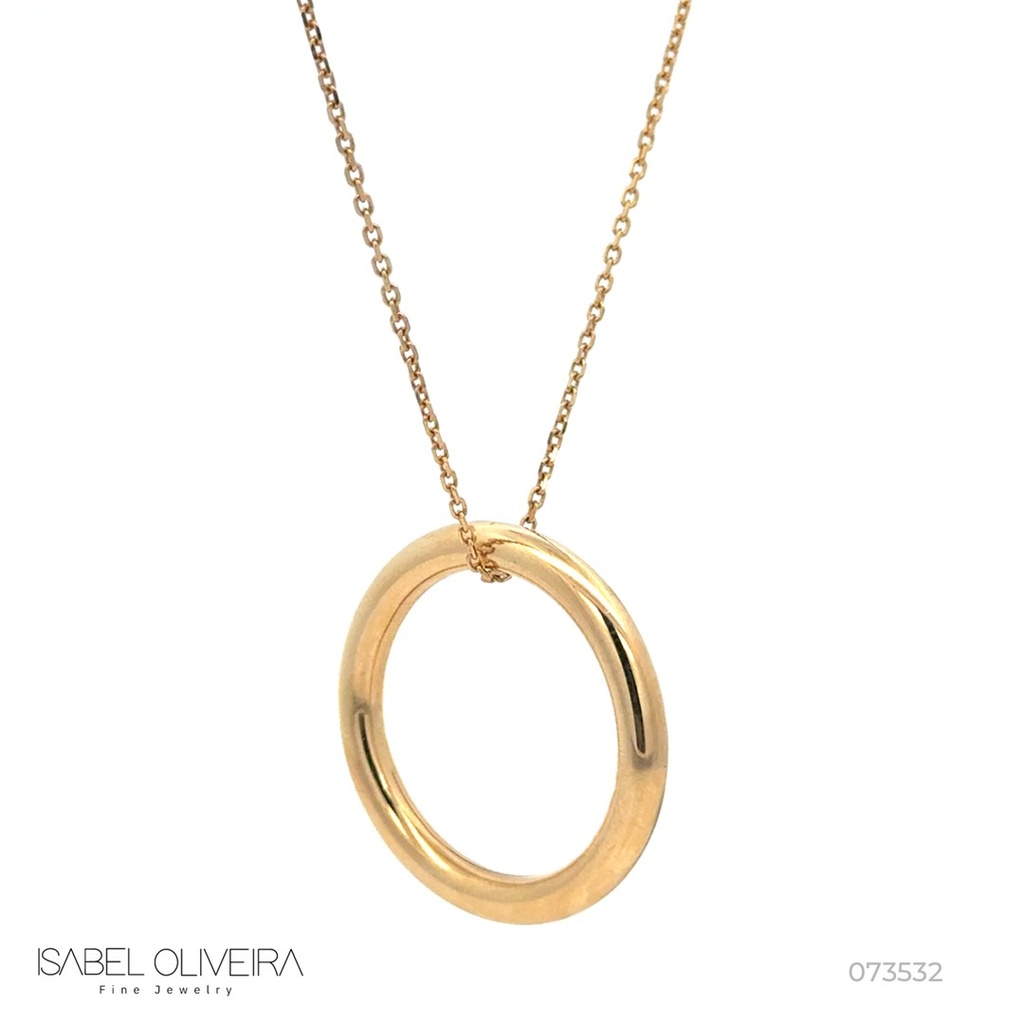 [073532] Colar com Pingente Argola Lisa Oca 31,80mm Diâmetro Fio 4mm Corrente Cartier P 45cm 5,40gr Ouro Amarelo 18k - Coleção Minimalista