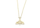 Colar com Pingente Coroa Brilhantes 0,10ct e Safira Branca 45cm 2,30g Ouro Amarelo 18k - Coleção Swwet