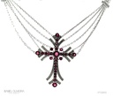 Colar com Pingente Crucifixo Rubelitas 7,34ct 73 Brilhantes 1,19ct 53,78g Ouro 18k com Ródio Negro - Coleção Crucifixos