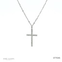 Colar com Pingente Cruz 17 Brilhantes 0,27ct 43cm 1,20g Ouro Branco 18k