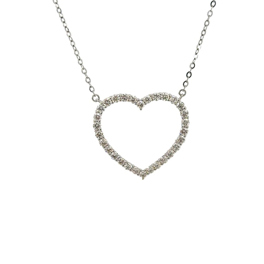 [072344] Colar Coração 30 Brilhantes 0,96ct 1,92g 43cm Ouro Branco 18k - Coleção Laisa