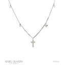 Colar Cruz com 4 Pingentes 11 Brilhantes 0,22ct 2,13g Ouro Branco 18k - Coleção Crucifixos