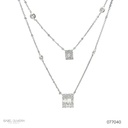 Colar Duplo 8 Diamante Baguetes 0,44CT 2 Trapezios 0,03CT 12 Brilhantes 0,36CT 48CM 4,05G Ouro Branco 18K - Coleçao Onassis