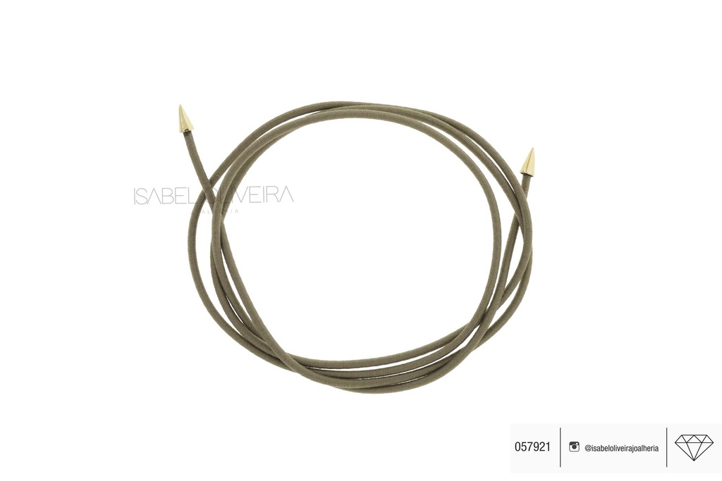 Colar Elastico Fendi com Ponteira Spike 70cm 1,90g Ouro Amarelo 18k - Coleção Kids