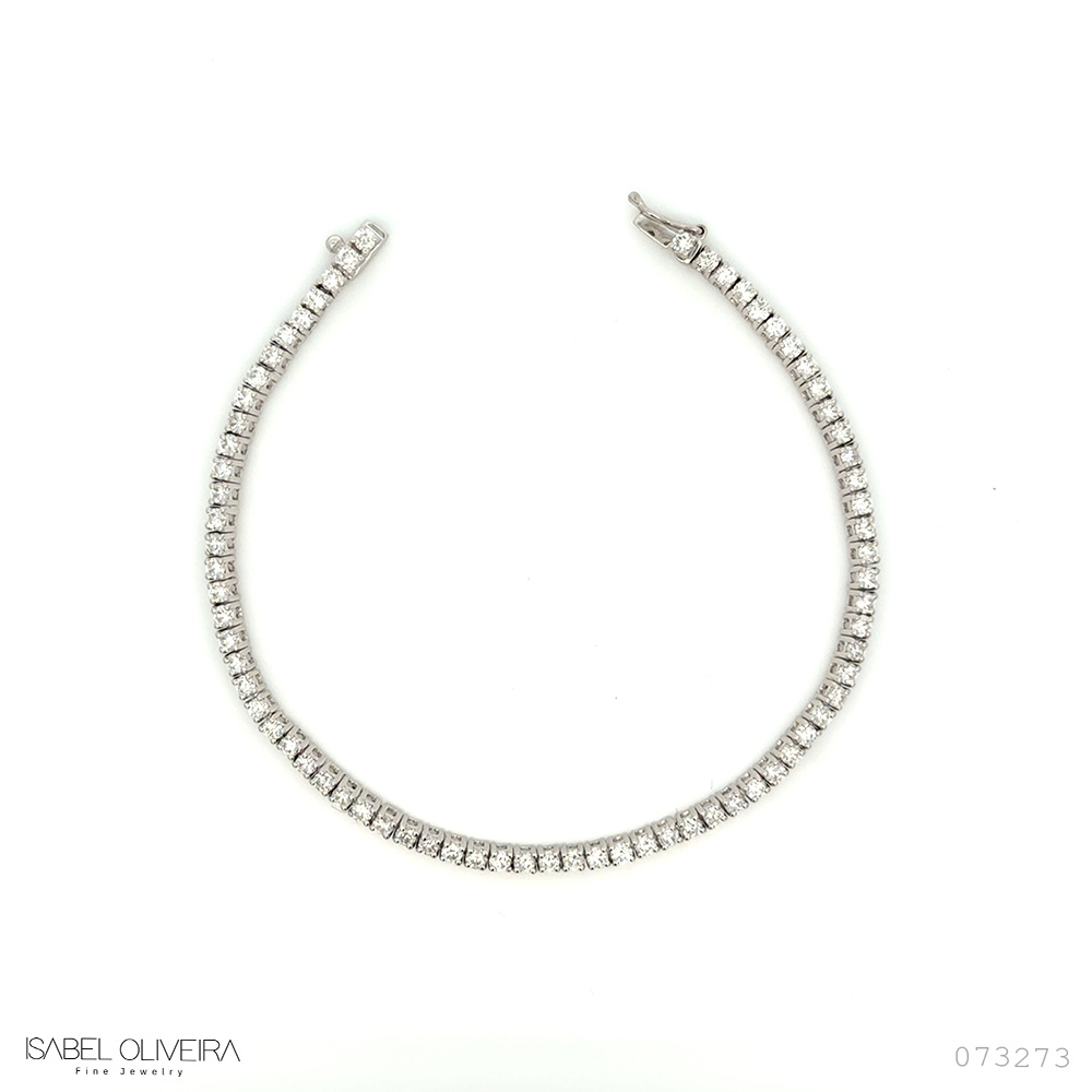 [075273] 3,4-Pulseira Riviera 71 Brilhantes 2,44ct 6,60g Ouro Branco 18k - Coleção Rivieras