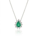 Colar 1 Esmeralda Brasileira Gota 2,09ct com Diamantes em Ouro Branco 18k