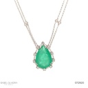 Colar Esmeralda Colombiana Gota 16,38CT 10 Brilhantes 0,62CT H/i VS Pastilha Dupla 12 Brilhantes 0,38CT G VS1 45CM Ouro Branco 18K - Coleçao Colombia Emerald