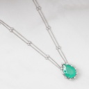 Colar Esmeralda Colombiana Gota 16,38ct com Diamantes em Ouro Branco 18k