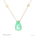 Colar Esmeralda Colombiana Gota 7,92CT 55 Brilhantes 0,28CT J SI1 6 Pastilhas 0,33CT G VS2 45CM 7,72G Ouro Amarelo 18K - Coleçao Colombia Emerald