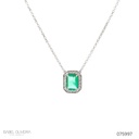Colar Esmeralda Colombiana Octognal 1,23CT 22 Brilhantes 0,22CT G VS1 4,06G 45CM Ouro Branco 18K - Coleçao Colombia Emerald