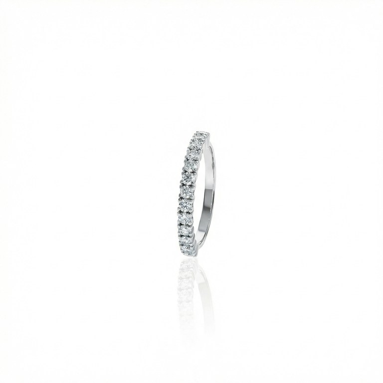 [062431] 3,5-MEIA ALIANÇA 13 BRILHANTES 0,50CT 2,49G OURO BRANCO 18K - COLEÇAO SOULMATES