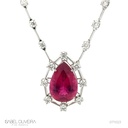 Colar 1 Rubelita Gota 23,76ct com Diamantes em Ouro Branco 18k