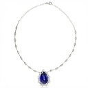 Colar Faca Tanzanita Gota 38,31ct 27 Brilhantes 6,13ct g VS1 H VS2 42cm 32,90g Ouro Branco 18k - Coleção Thalassa