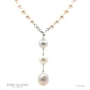 Colar Gravata 45 Pérolas South Sea Redonda 9-10 mm 3 Pérolas South Sea Irregular 44cm 57g Ouro Branco 18k - Coleção Over The Moon