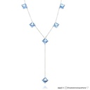 Colar Gravata 6 Topázios Swiss Carré 14,13ct 40cm 7,69g Ouro Branco 18k - Coleção Blue Sky