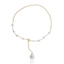 Colar Gravata 7 Pérolas Akoya 1 Pérola Gota Corrente Cadeado 42cm 16,95g Ouro Amarelo 18k - Coleção Over The Moon