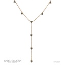 Colar Gravata com Bolinhas e Coraçoes 30 Brilhantes 0,42CT H VS2 4,51G 43CM Ouro Rose e Branco 18K - Coleçao Laisa