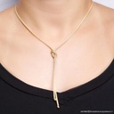 Colar Gravata no com Malha Trabalhada 45cm 7,91g Ouro AMARELO18K - Coleção Minimalista