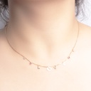 Colar Love Pingente Menina Vazada 1 Rodolita 1 Ametista 43cm com Extensor 2,40g Ouro Amarelo 18k - Coleção Mães e Filhos