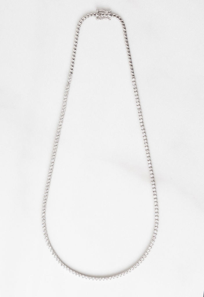 3-Colar Riviera 137 Brilhantes 2,00mm 4,12ct H VS2 com Bolinha 40cm 13,38g Ouro Branco 18k - Coleção Rivieras