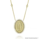Colar Medalha Nossa Sra das Graças 32 Brilhantes 1,06ct g VS1 6 Pastilhas Brilhantes 0,25ct g VS1 50cm 11,06g Ouro Amarelo 18k - Coleção Fe Santos