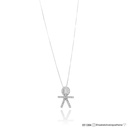 Colar Menino 1 Diamante Princess 0,16ct 20 Brilhantes 0,05ct 46cm 1,80g Ouro Branco 18k - Coleção Mães e Filhos
