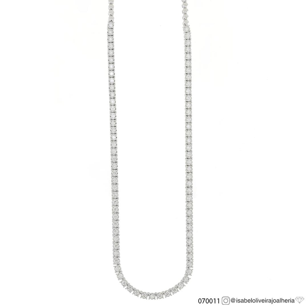 3-Colar Riviera 81 Brilhantes 2,63ct g VS1 com Extensor Bolinha 40cm 19,59g Ouro Branco 18k - Coleção Rivieras