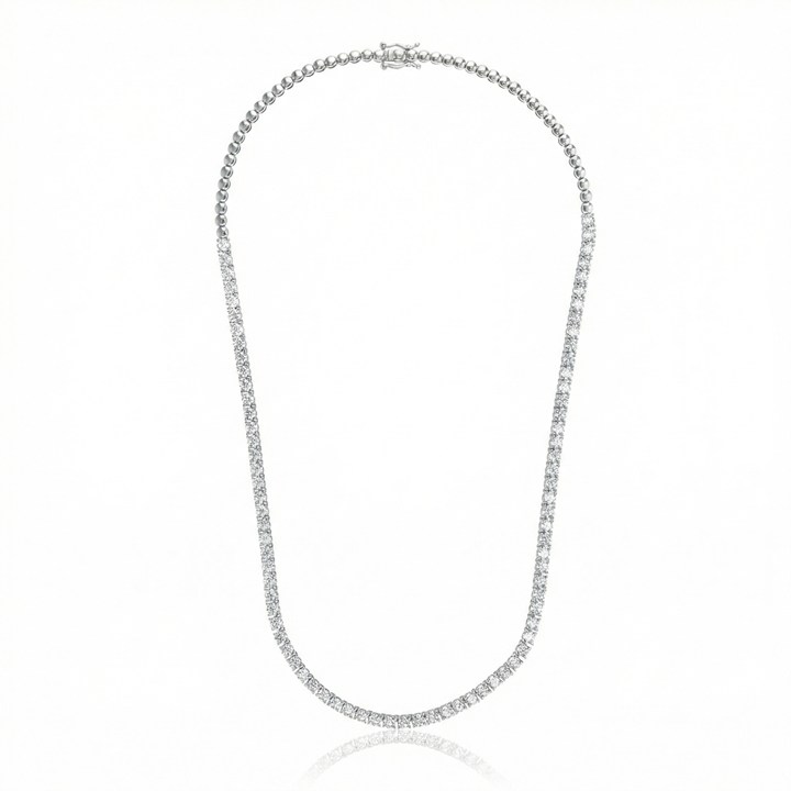 [070011] 3-Colar Riviera 81 Brilhantes 2,63ct g VS1 com Extensor Bolinha 40cm 19,59g Ouro Branco 18k - Coleção Rivieras