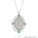 Colar Nossa Senhora das Graças 4 Esmeraldas Trillion 0,81ct 32 Brilhantes 0,65ct g VS1 Corrente Elo Português 45cm 8,93g Ouro Branco 18k - Collab Paola Mantegazza - Coleção Fe Santos