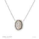 Colar Nossa Senhora das Graças Oval 24 Brilhantes 0,33ct H VS2 45cm 4,24g Ouro Branco 18k - Coleção Fe Santos