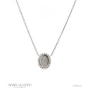 Colar Nossa Senhora das Graças Oval 24 Brilhantes 0,34ct g VS1 45cm 4,20g Ouro Branco 18k - Coleção Fe Santos