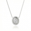 Colar Nossa Senhora das Graças Oval 24 Brilhantes 0,34ct g VS1 45cm 4,20g Ouro Branco 18k - Coleção Fe Santos