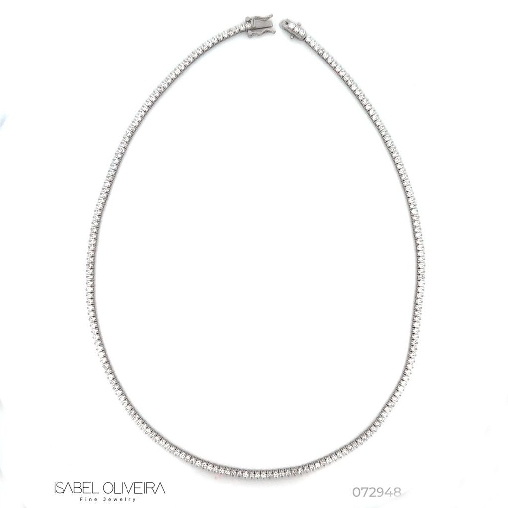 3-Colar Riviera Inteira 197 Brilhantes 6,48ct H VS2 14,80g 40cm Ouro Branco 18k - Coleção Riviera
