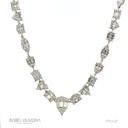 Colar Riviera 118 Diamantes Trapézios 2,52ct 190 Brilhantes 1,49ct com Bolinha 43cm 17,19g Ouro Branco 18k - Coleção Onassis