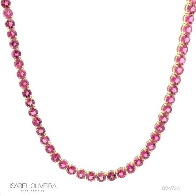 Colar Riviera 65 Rubelitas Redonda 10,15CT 40CM 20,45G Ouro Amarelo 18K - Coleçao Rivieras